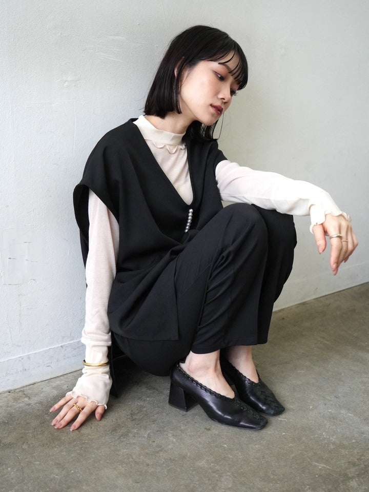 [予約]コットンガーゼシアー切替メロートップス/アイボリー