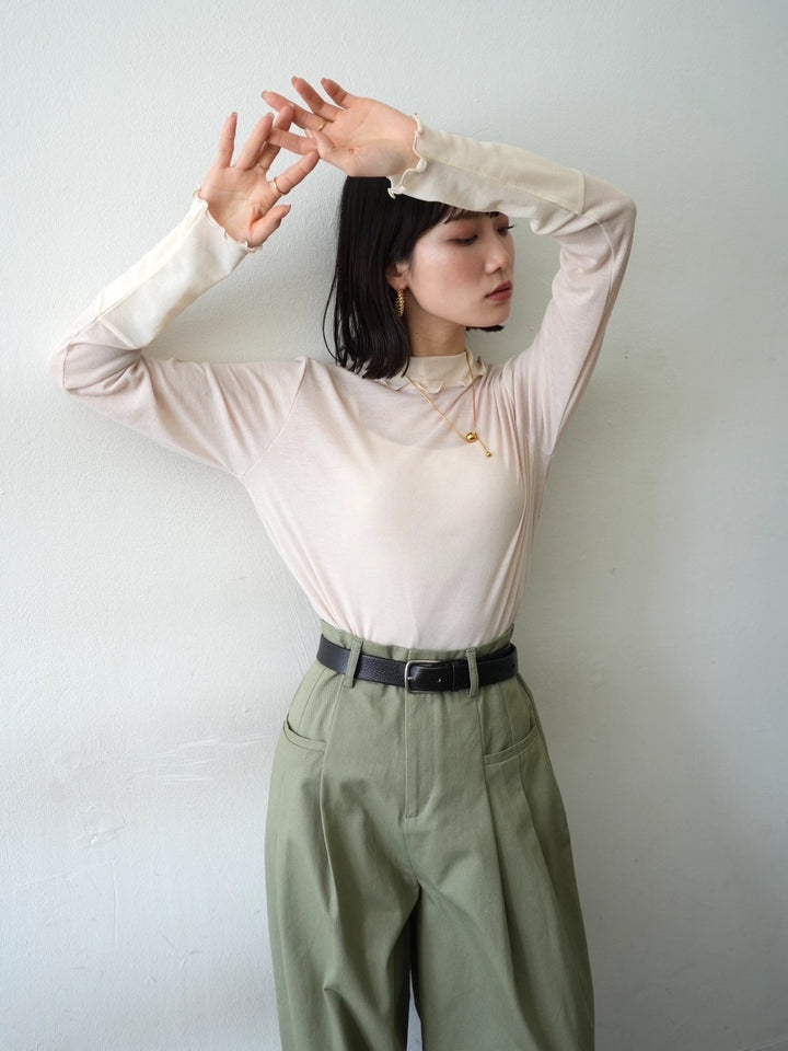 [予約]コットンガーゼシアー切替メロートップス/アイボリー