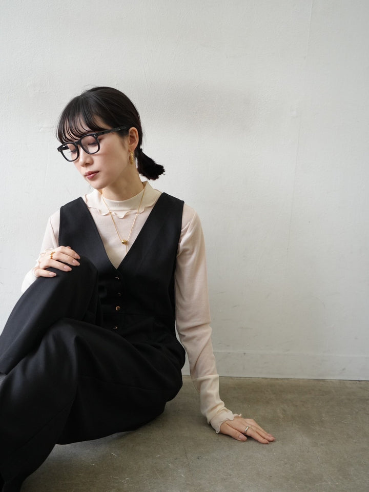 [予約]コットンガーゼシアー切替メロートップス/アイボリー