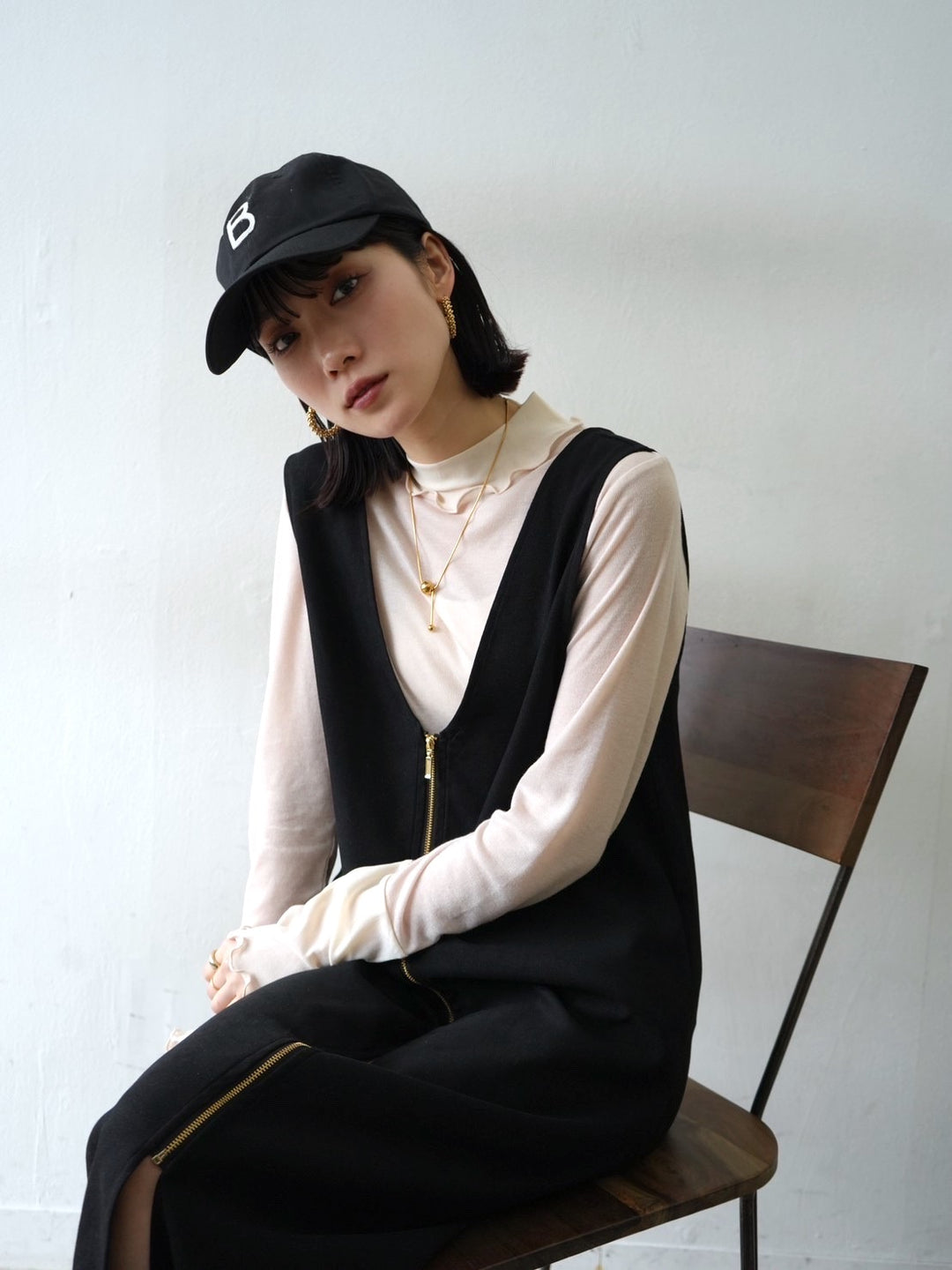 [予約]コットンガーゼシアー切替メロートップス/アイボリー