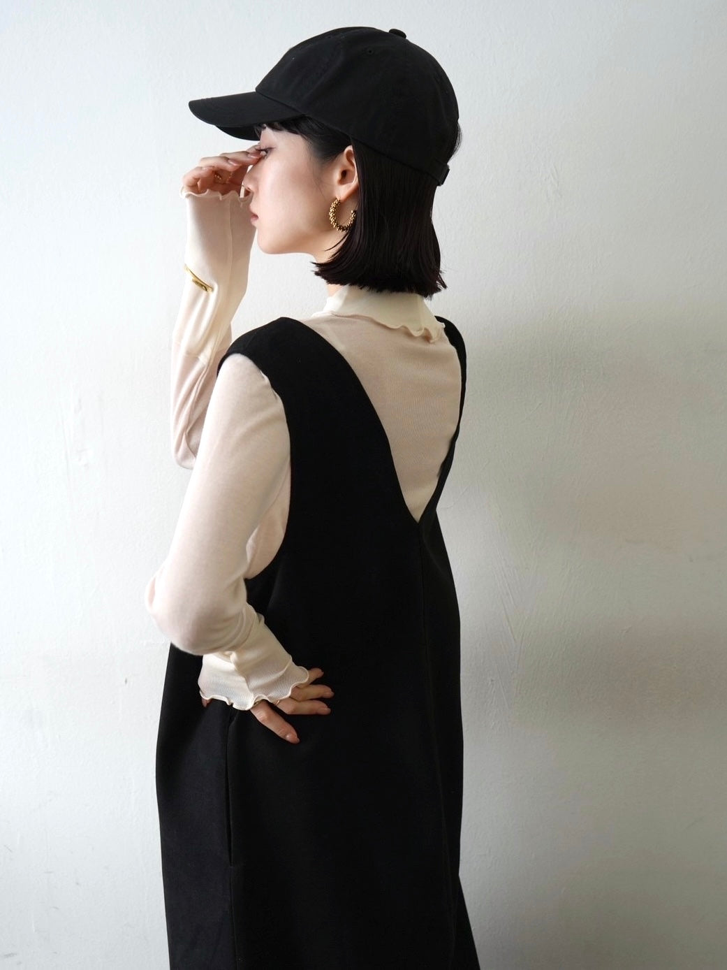 [予約]コットンガーゼシアー切替メロートップス/アイボリー