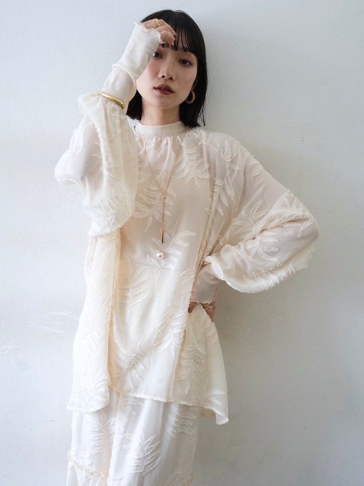 [予約]コットンガーゼシアー切替メロートップス/アイボリー