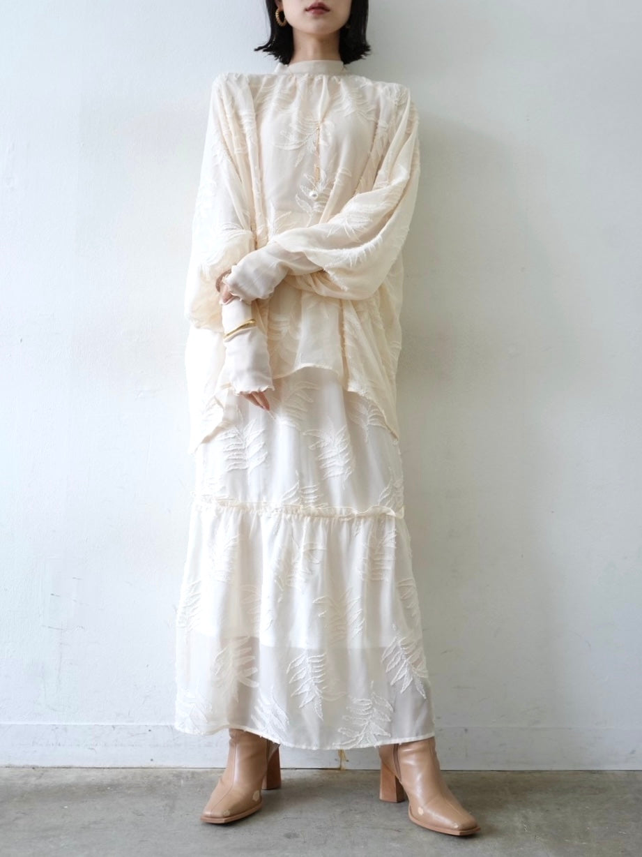 [予約]コットンガーゼシアー切替メロートップス/アイボリー