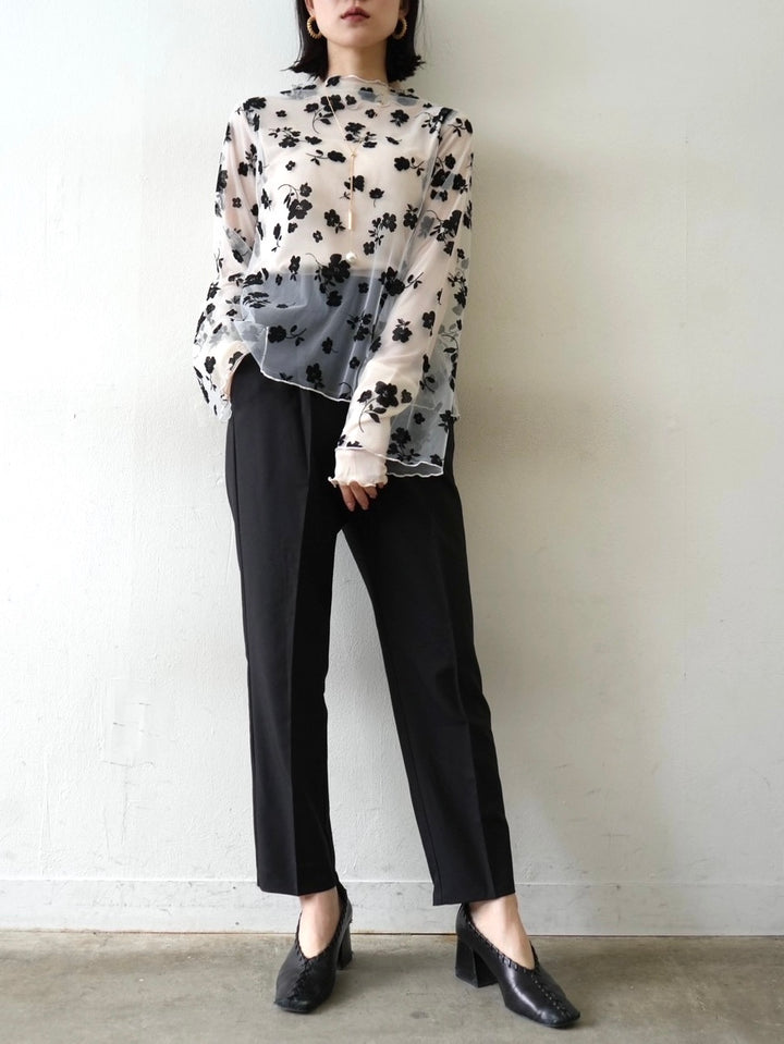 [予約]コットンガーゼシアー切替メロートップス/アイボリー