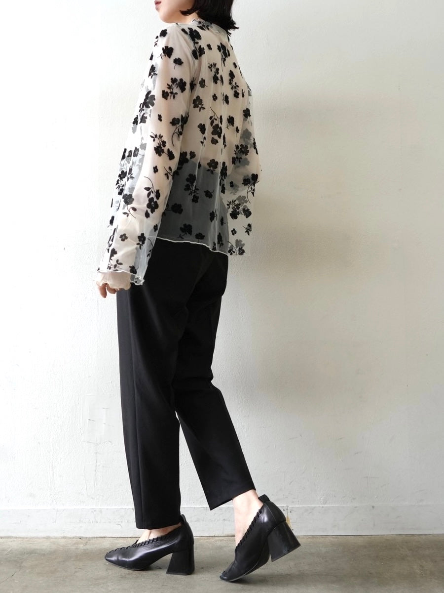 [予約]コットンガーゼシアー切替メロートップス/アイボリー