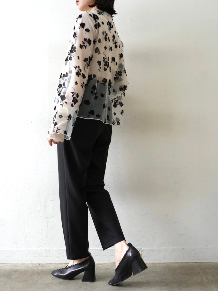 [予約]コットンガーゼシアー切替メロートップス/アイボリー