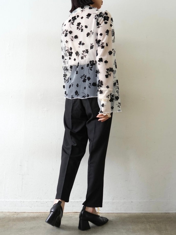 [予約]コットンガーゼシアー切替メロートップス/アイボリー