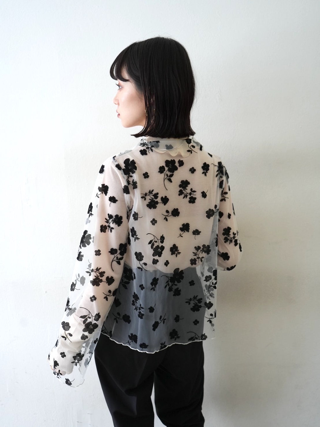 [予約]コットンガーゼシアー切替メロートップス/アイボリー