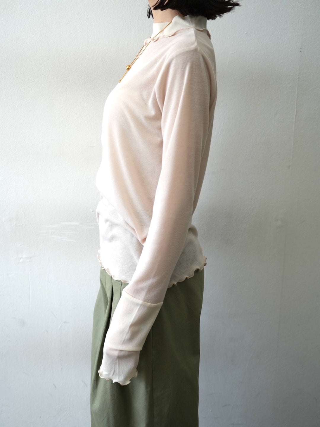 [予約]コットンガーゼシアー切替メロートップス/アイボリー