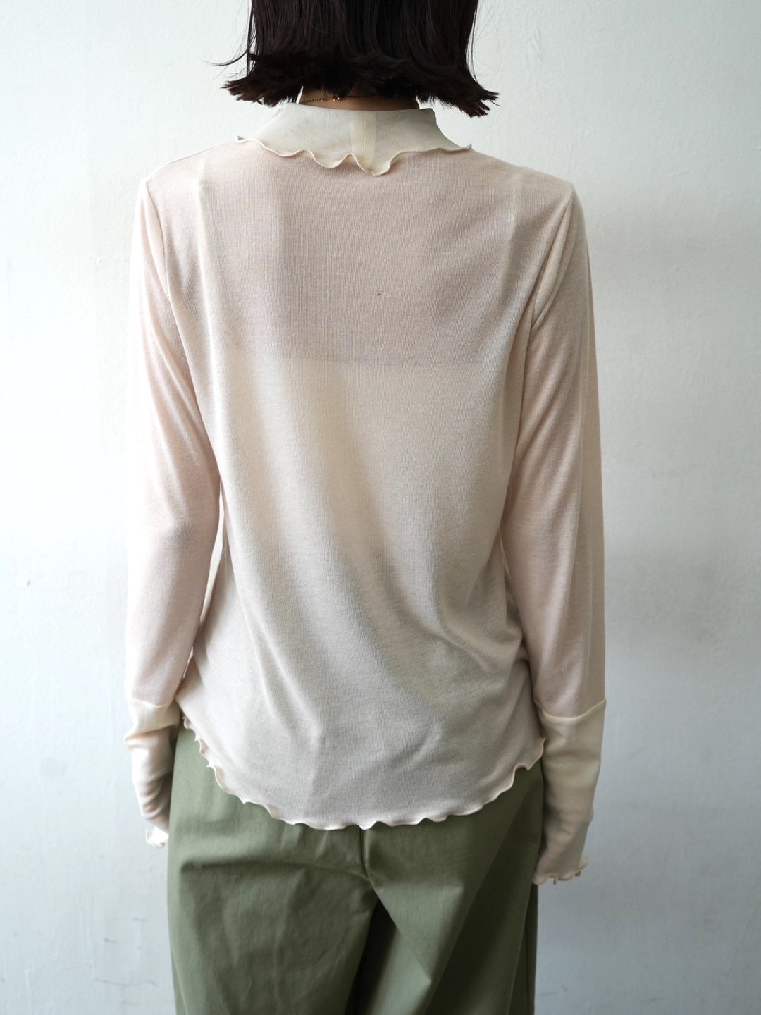 [予約]コットンガーゼシアー切替メロートップス/アイボリー