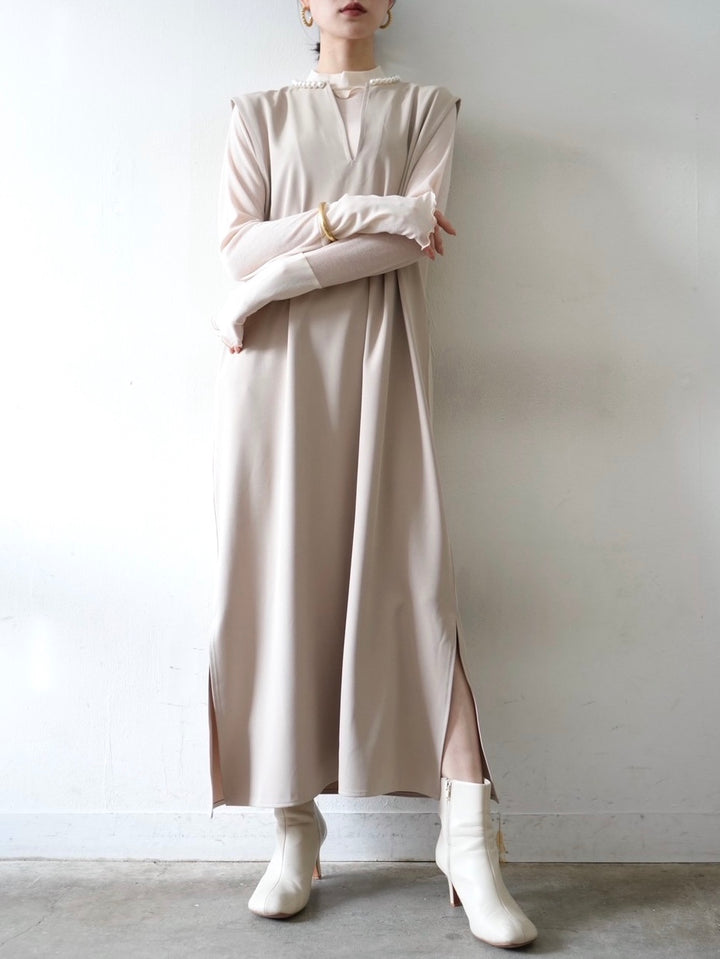 [予約]コットンガーゼシアー切替メロートップス/アイボリー