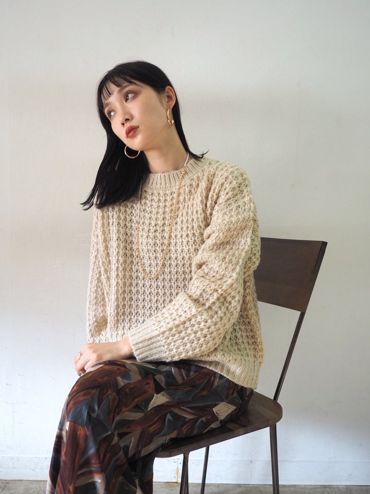 [Pre-order] Mohair-like openwork loose knit/ivory
