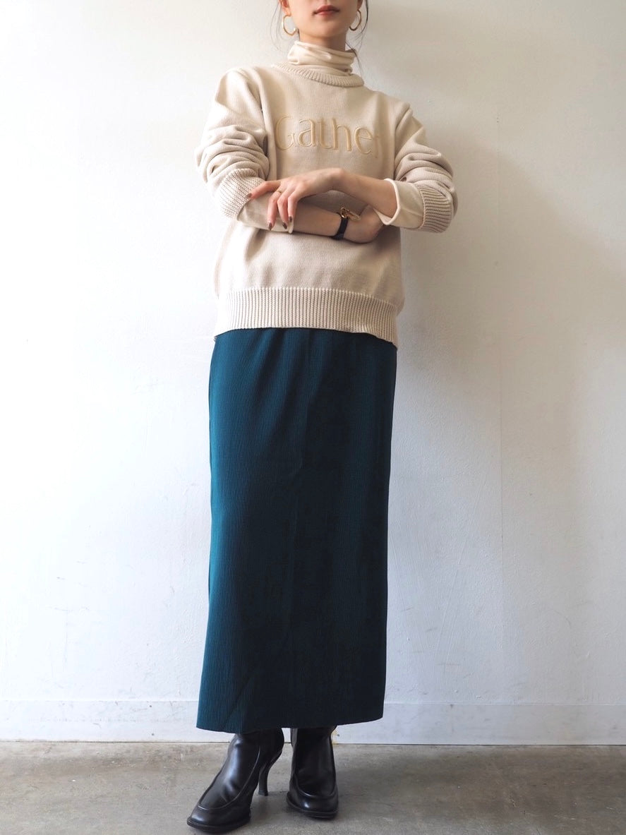 [予約]刺繍ロゴポリエステルニットプルオーバー/アイボリー