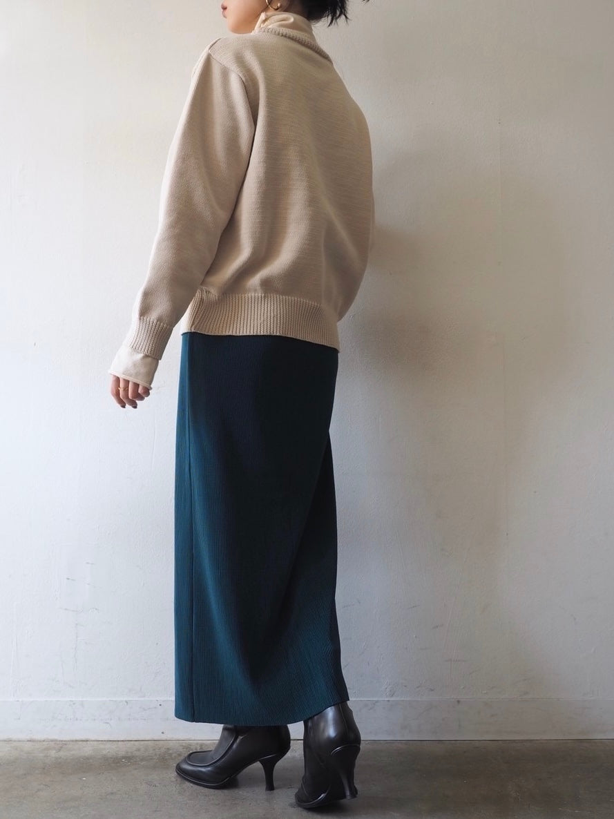 [予約]刺繍ロゴポリエステルニットプルオーバー/アイボリー