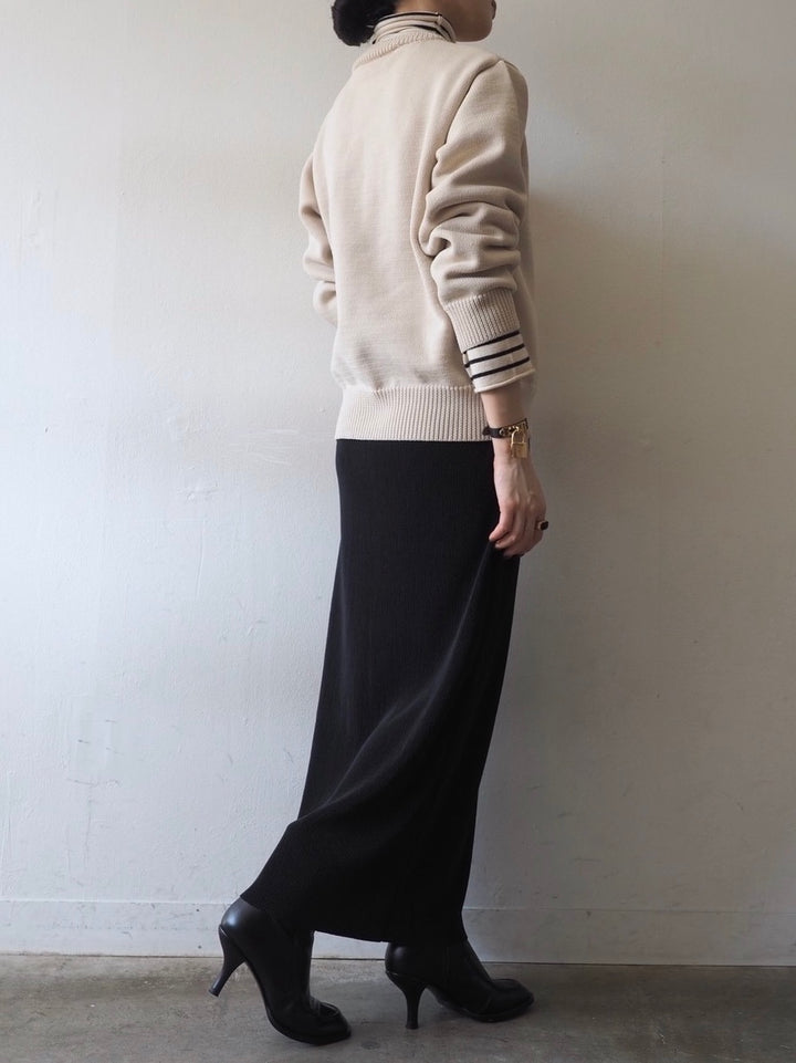 [予約]刺繍ロゴポリエステルニットプルオーバー/アイボリー