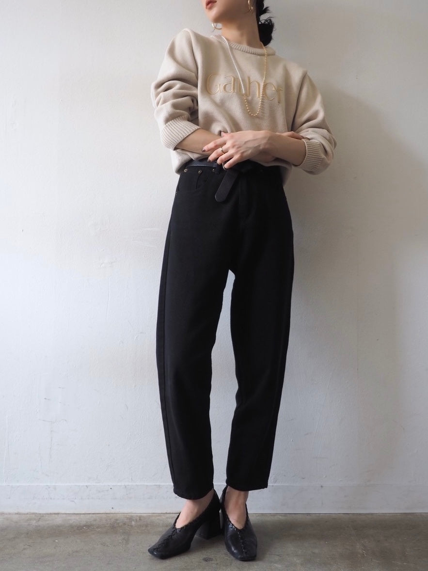 [予約]刺繍ロゴポリエステルニットプルオーバー/アイボリー