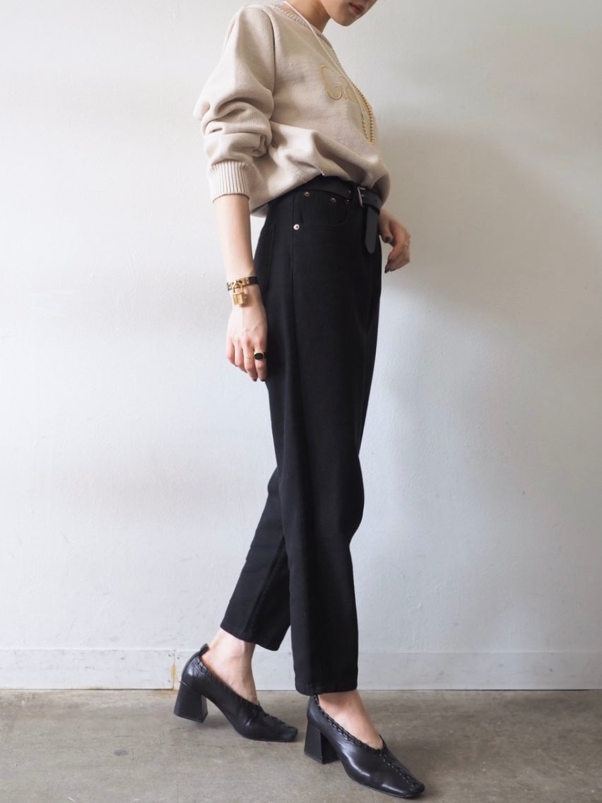 [予約]刺繍ロゴポリエステルニットプルオーバー/アイボリー