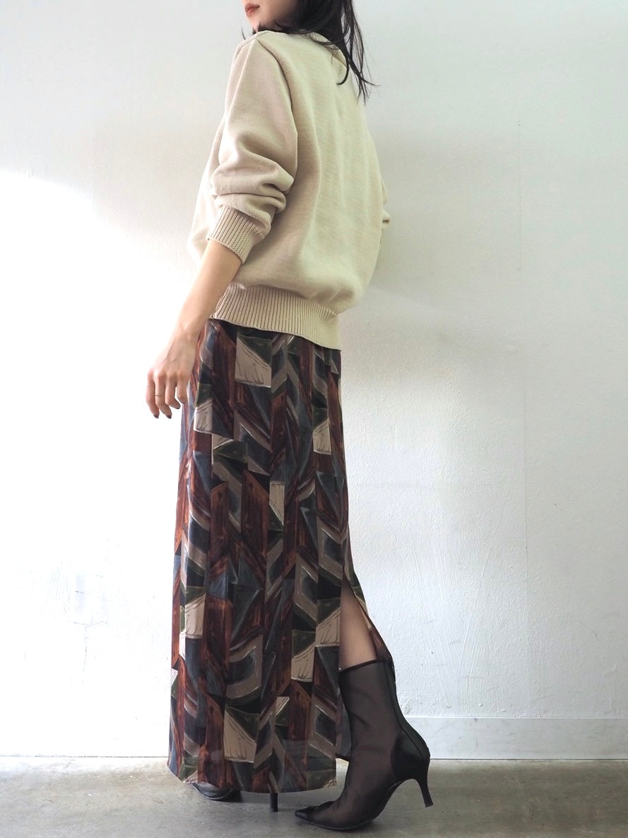 [予約]刺繍ロゴポリエステルニットプルオーバー/アイボリー