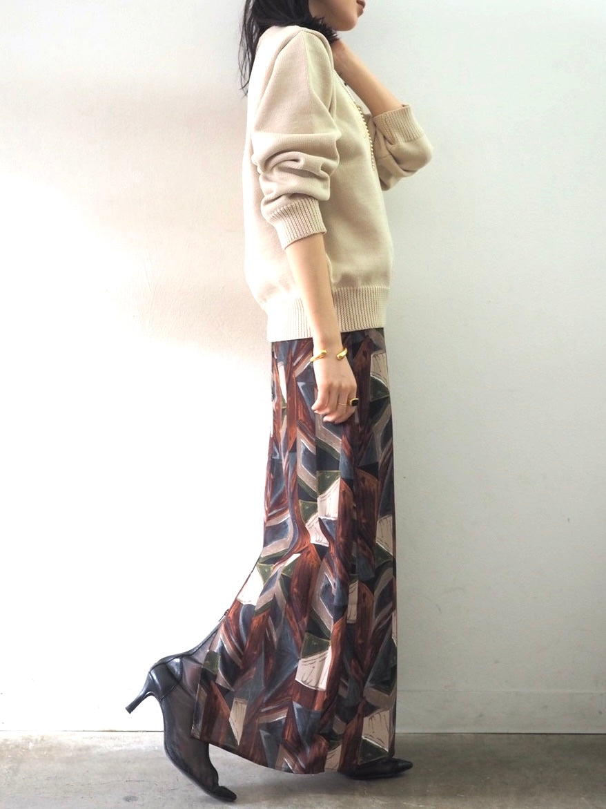 [予約]刺繍ロゴポリエステルニットプルオーバー/アイボリー