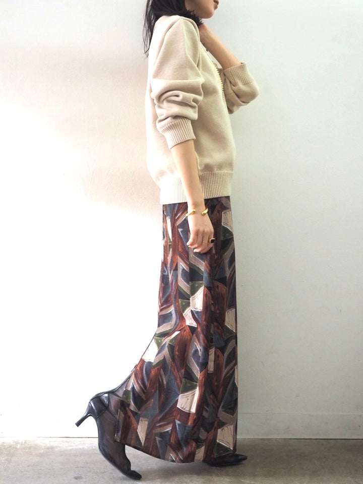 [予約]刺繍ロゴポリエステルニットプルオーバー/アイボリー