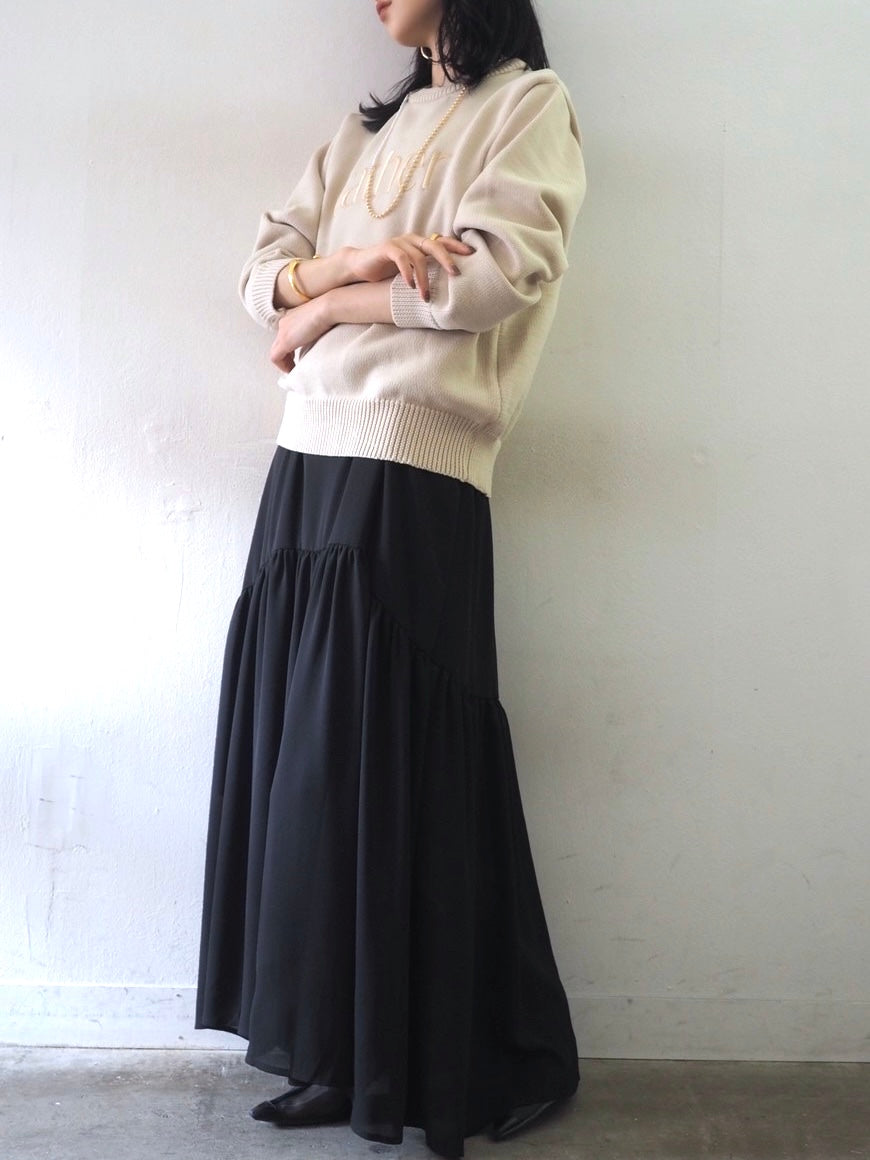 [予約]刺繍ロゴポリエステルニットプルオーバー/アイボリー