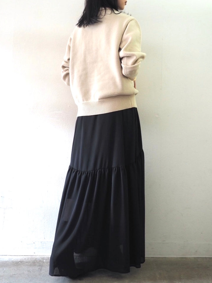 [予約]刺繍ロゴポリエステルニットプルオーバー/アイボリー