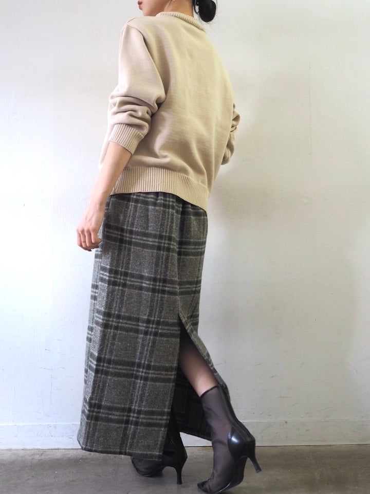 [予約]刺繍ロゴポリエステルニットプルオーバー/アイボリー