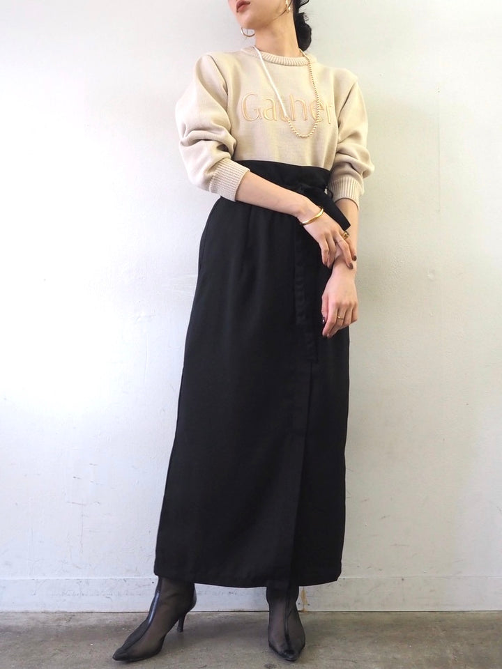 [予約]刺繍ロゴポリエステルニットプルオーバー/アイボリー