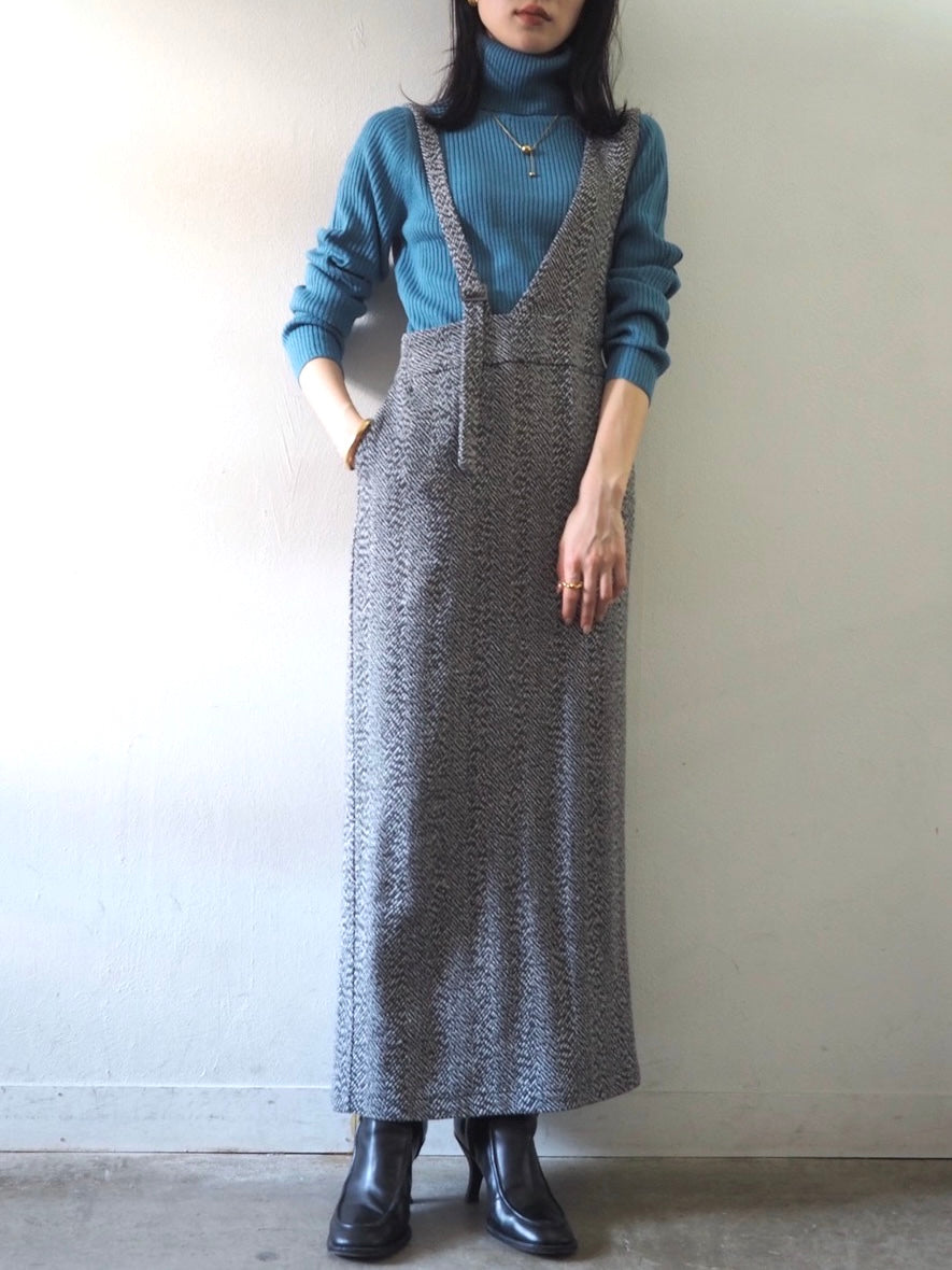 [予約]リブタートルネックニットトップス/ブルー