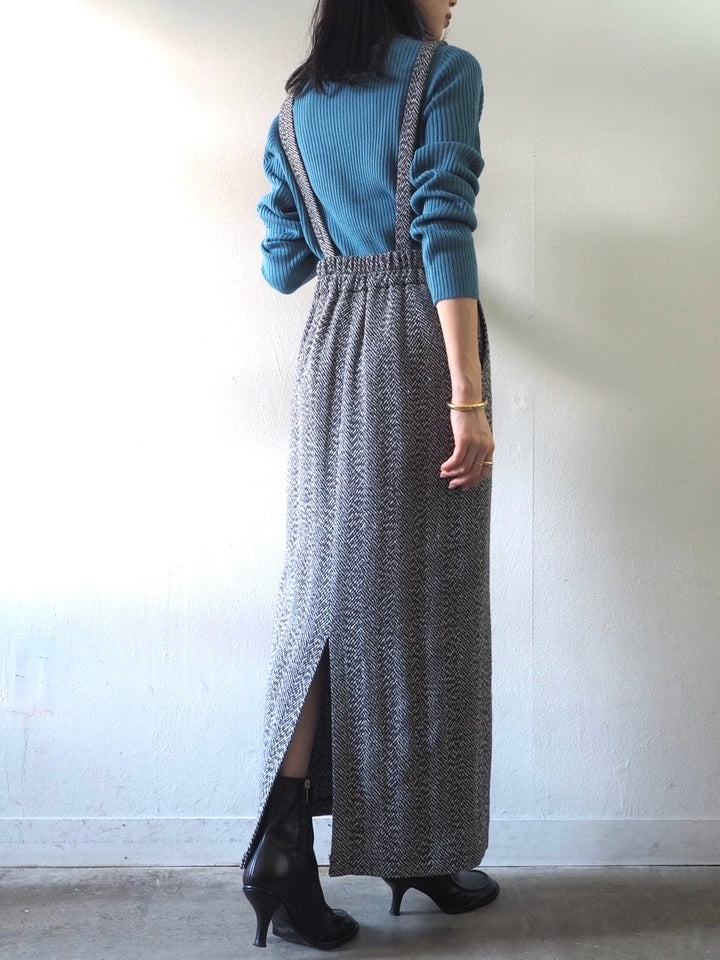 [予約]リブタートルネックニットトップス/ブルー