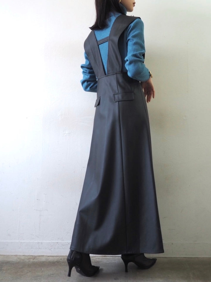 [予約]リブタートルネックニットトップス/ブルー