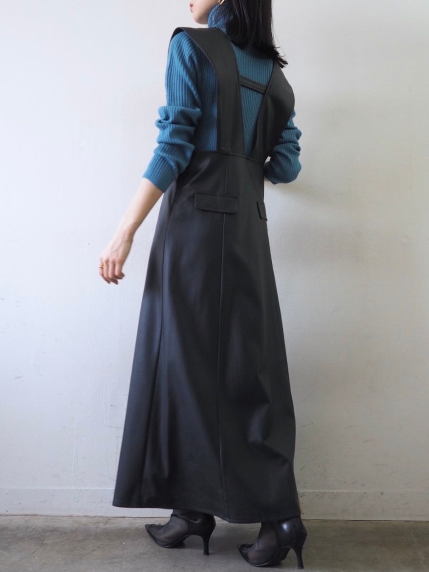 [予約]リブタートルネックニットトップス/ブルー