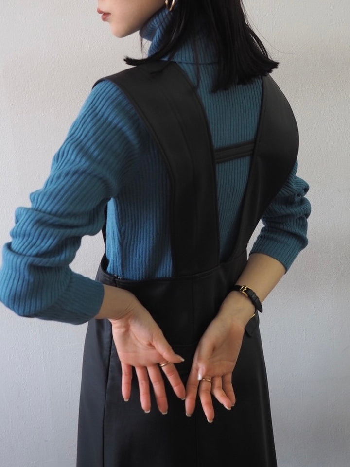 [予約]リブタートルネックニットトップス/ブルー