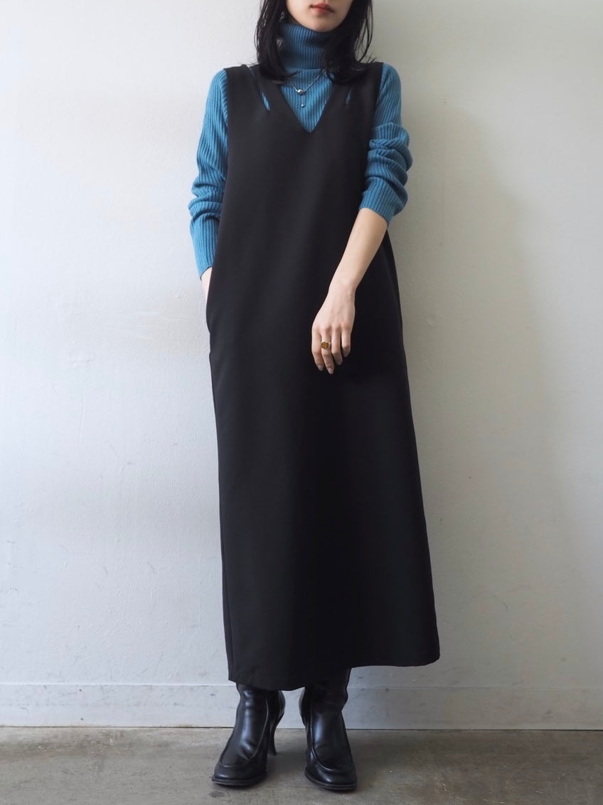 [予約]リブタートルネックニットトップス/ブルー