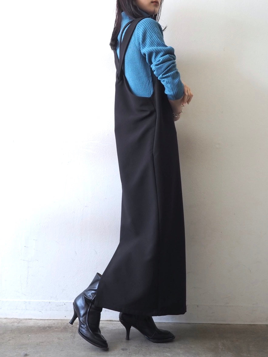 [予約]リブタートルネックニットトップス/ブルー