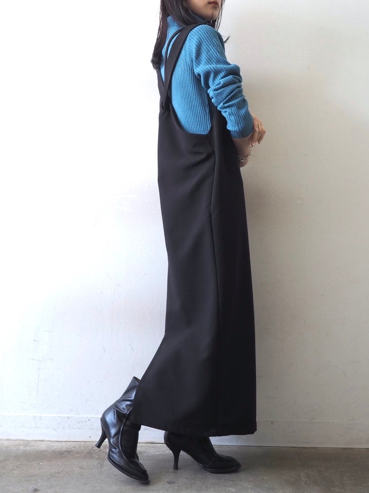 [予約]リブタートルネックニットトップス/ブルー