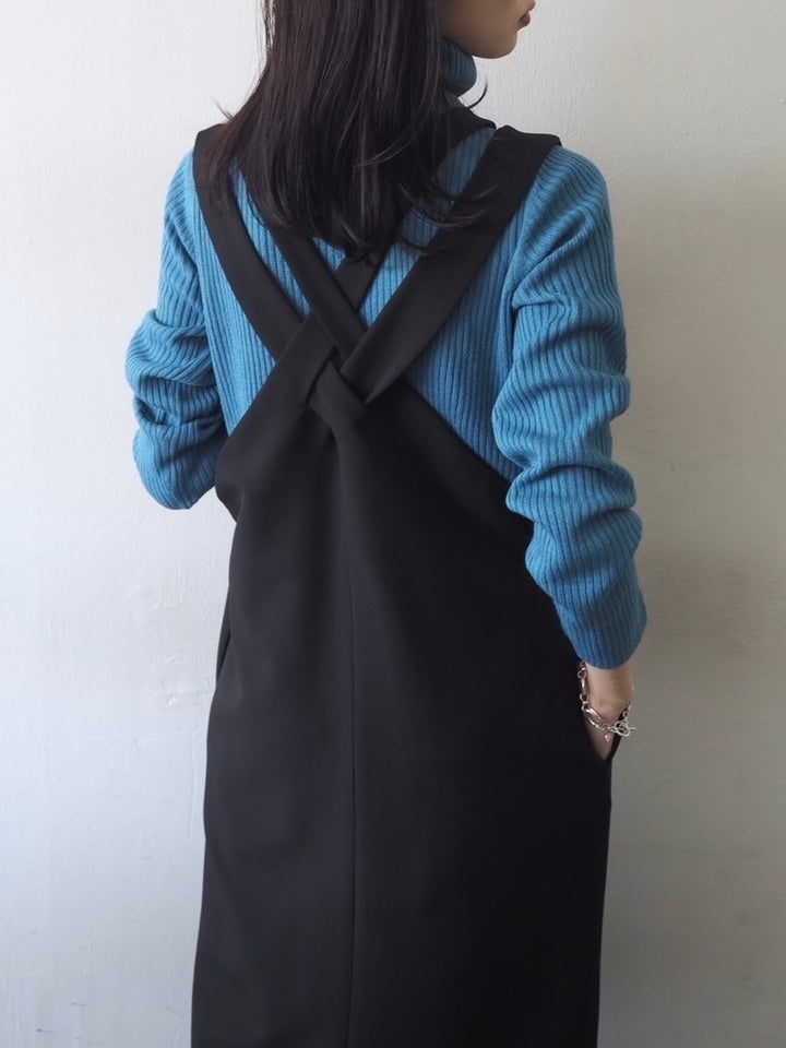 [予約]リブタートルネックニットトップス/ブルー