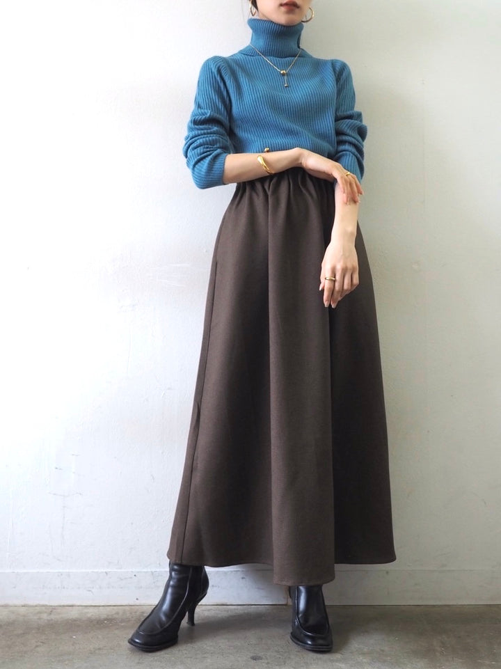 [予約]リブタートルネックニットトップス/ブルー