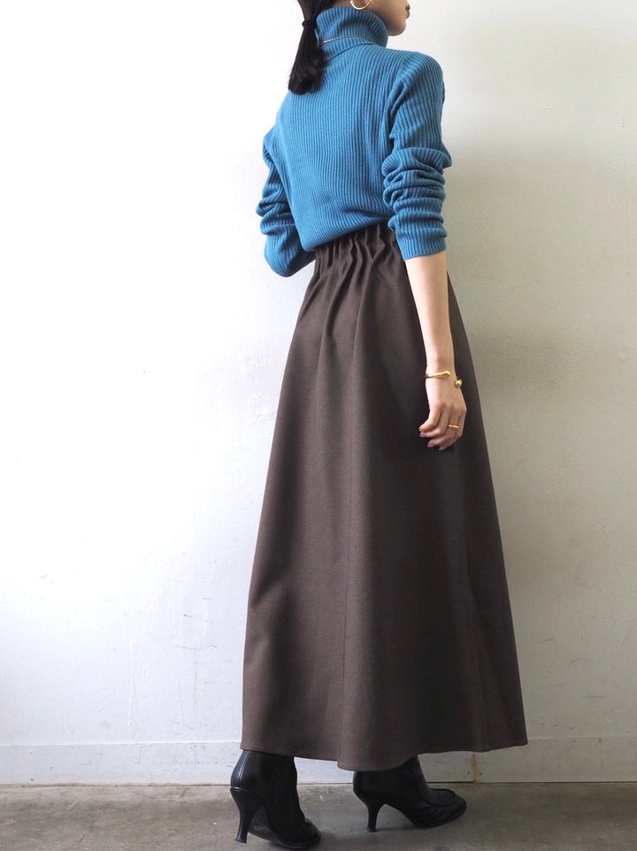 [予約]リブタートルネックニットトップス/ブルー