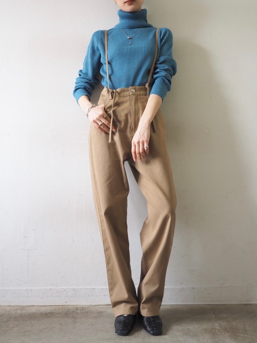 [予約]リブタートルネックニットトップス/ブルー