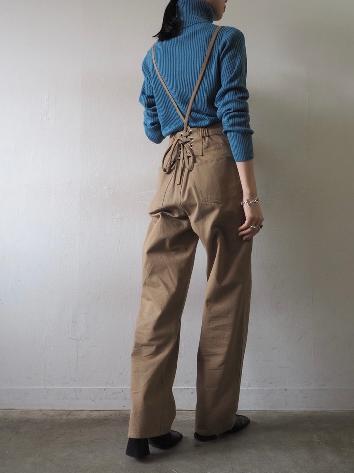 [予約]リブタートルネックニットトップス/ブルー