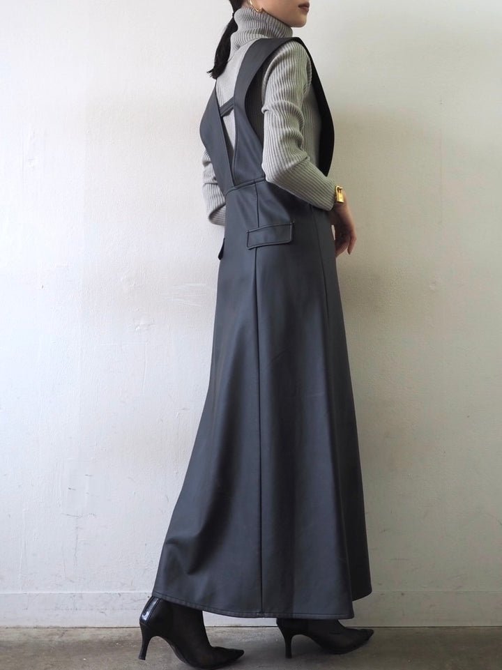 [予約]リブタートルネックニットトップス/グレー