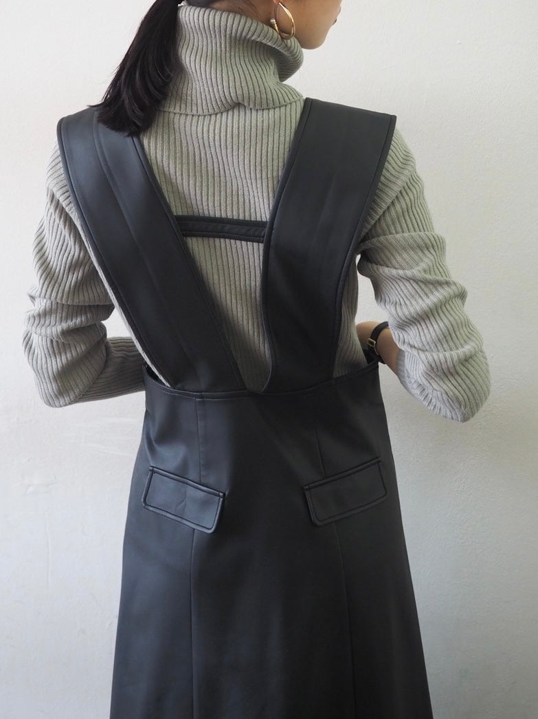 [予約]リブタートルネックニットトップス/グレー