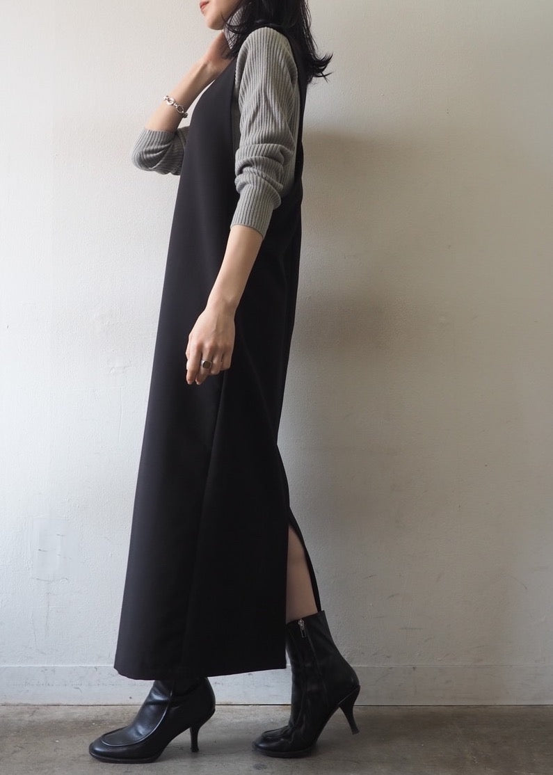 [予約]リブタートルネックニットトップス/グレー