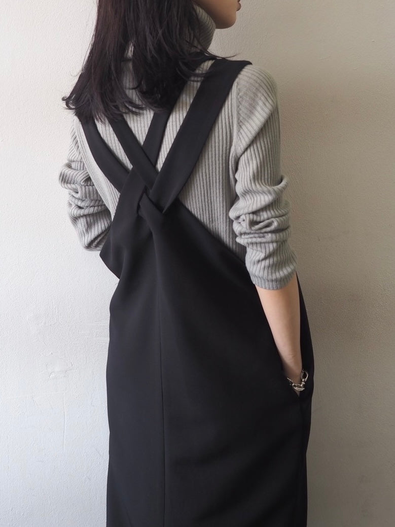 [予約]リブタートルネックニットトップス/グレー