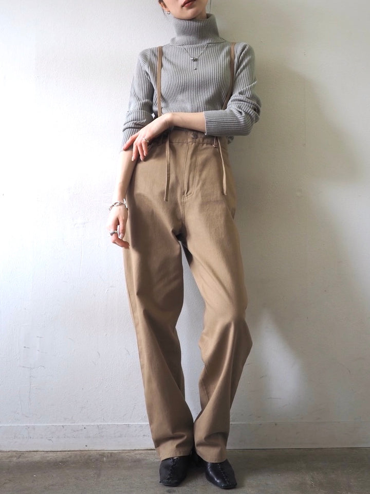 [予約]リブタートルネックニットトップス/グレー