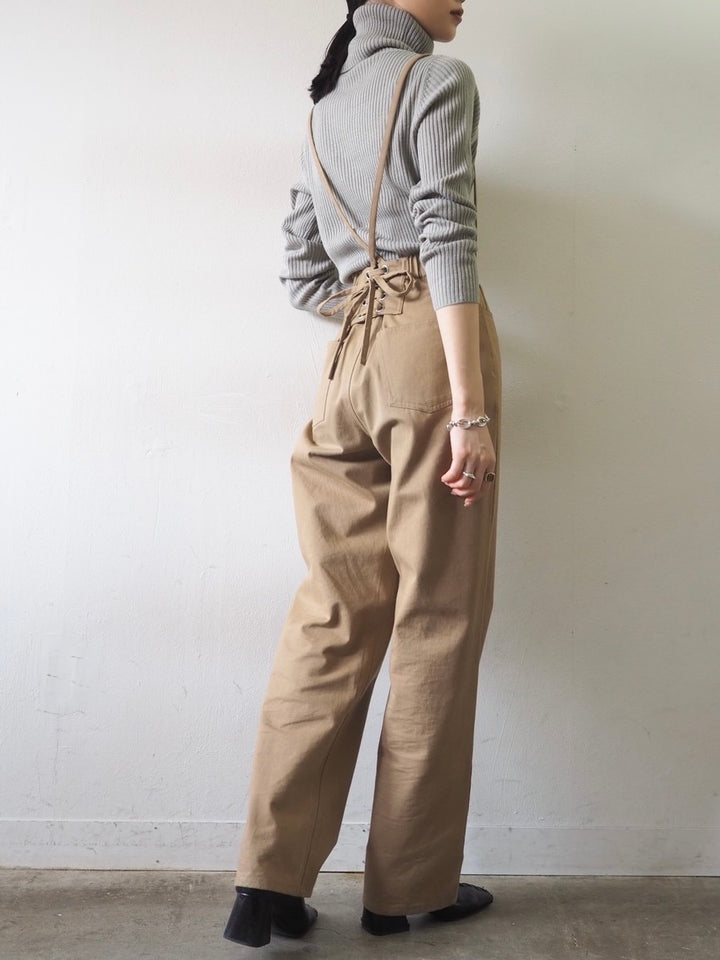 [予約]リブタートルネックニットトップス/グレー