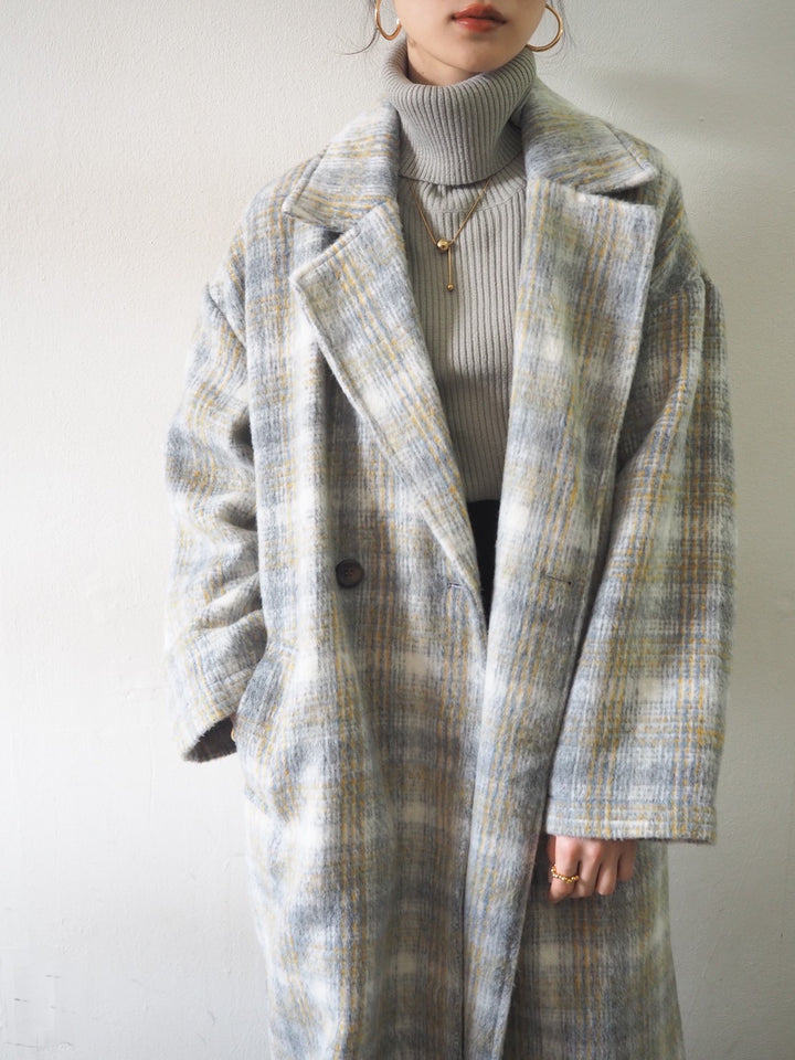 [予約]リブタートルネックニットトップス/グレー