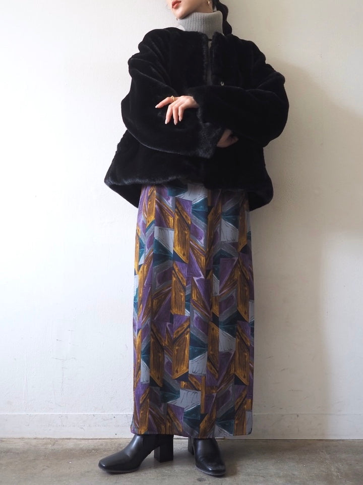 [予約]リブタートルネックニットトップス/グレー