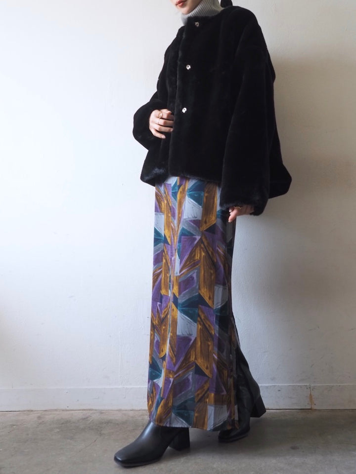 [予約]リブタートルネックニットトップス/グレー